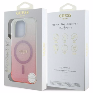 Guess IML Glitter Gradient MagSafe Ümbris jaoks iPhone 16 Pro - roosa