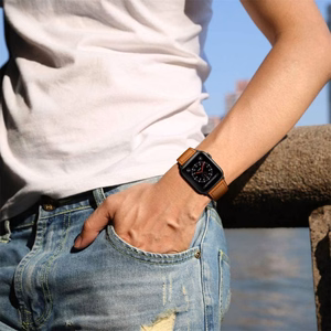 TECH-PROTECT LEATHERFIT APPLE WATCH 4 / 5 / 6 / 7 / 8 / 9 / SE / ULTRA 1 / 2 (42 / 44 / 45 / 49 MM) PRUUN
