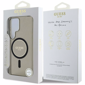 GUESS ümbris jaoks SAMSUNG S25 Ultra GUHMS25LHFGEREK (Magnetic IML Glitter Circle) must