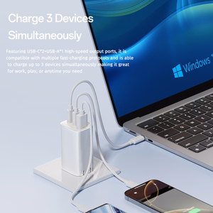 Rock Sein laadija Ice2Cube GaN - USB + 2xType C - PD 65W 3A valge