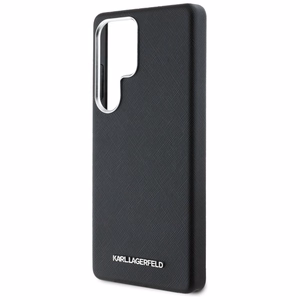 Karl Lagerfeld Saffiano Full Wrapped Elongated Metal Logo MagSafe Ümbris jaoks Samsung Galaxy S25 Ultra - must