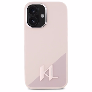Karl Lagerfeld Silicone Shadow Metal Initial MagSafe iPhone 16 Ümbris - roosa