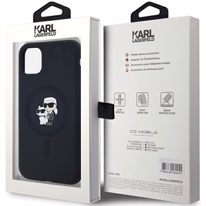 Силиконовый чехол Karl Lagerfeld Karl&Choupette MagSafe для iPhone 11 / Xr - чёрный
