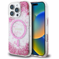 GUESS ümbris jaoks IPHONE 16 Pro Max compatible with MagSafe GUHMP16XRGRGEP (Resin Bottom Glitter) roosa