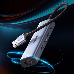 Ugreen CM475 multifunktsionaalne jaotur USB 3.0 - 3x USB / Ethernet RJ-45 / USB Type-C PD - hall