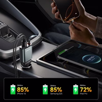 Joyroom JR-CCL07 3-in-1 Car Laadija with Built-in Retractable Kaabel - Dark hall