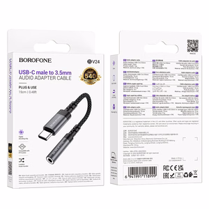 Borofone adapter BV24 Graceful - tüüp C 3,5 mm pistikupesale - hall