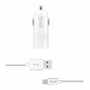 Budi BD062L autolaadija 1 USB-A pordiga, LED-näidikuga, Lightning-kaabliga