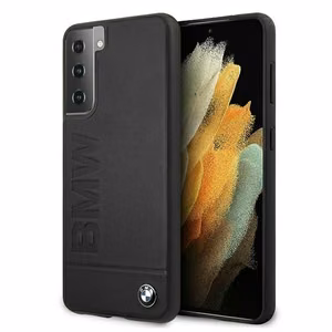 BMW Signature Logo Imprint ümbris Samsung Galaxy S21+ jaoks - must