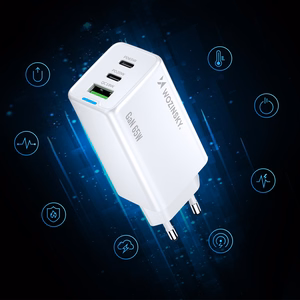 Wozinsky GaN 65W Laadija koos USB-A 2xUSB-C Ports koos 65W USB-C Kaabel - valge