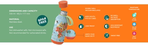 Quokka Solid Kids with Strap roostevabast terasest termospudel, 330 ml, Jungle