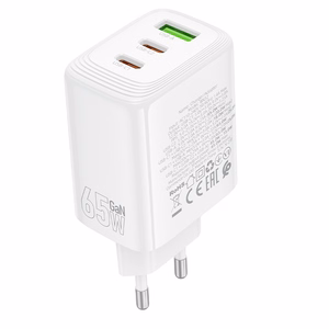 Borofone Sein laadija BN32 Cargador GaN - USB + 2xType C - QC 3.0 PD 65W valge