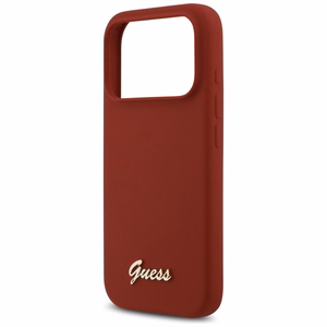 Guess Silicone Script Metal Logo MagSafe Ümbris jaoks iPhone 17 Pro - Punane