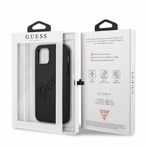 Guess Saffiano Vintage Script ümbris iPhone 12 Pro Max 6.7" jaoks - must