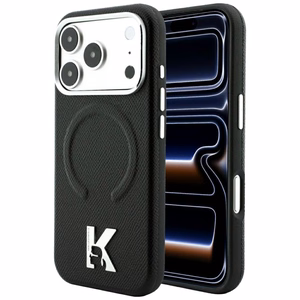 Karl Lagerfeld Grained Embossed Ring & Kameo Logo ümbris seadmele iPhone 18 Pro Max / 17 Pro Max, MagSafe-ühilduv – must