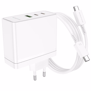 Borofone Wall Laadija BN11 Imperial - USB + 2xType C - QC 3.0 PD 100W with Type C to Type C Kaabel valge