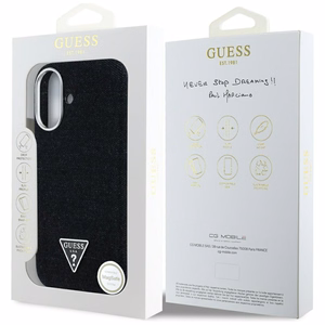 Guess Denim Triangle Logo MagSafe ümbris jaoks iPhone 16 - must