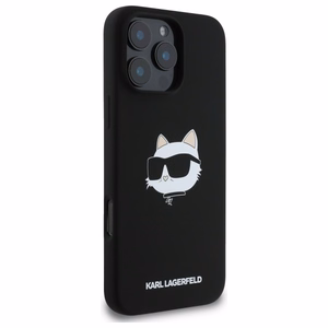 Karl Lagerfeld Silicone Choupette Head Print MagSafe iPhone 16 Pro Ümbris - Must