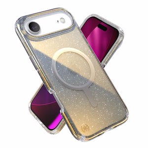 Speck Presidio Lux Glitter MagSafe ümbris seadmele iPhone Air, Clear / Hyper Mirror Glitter värvitoonis