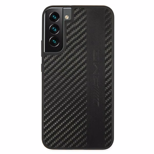 AMG Carbon Stripe&Embossed ümbris Samsung Galaxy S22+ jaoks - must