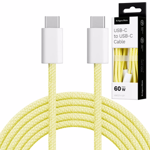 Krüger&Matz Basic USB-C–USB-C kaabel, 60 W, 1,5 m, kollane