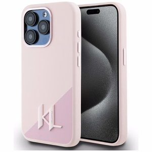 Чехол Karl Lagerfeld Silicone Shadow Metal Initial MagSafe для iPhone 15 Pro Max розовый