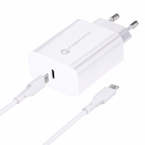 Phone charger Forcell F-Energy USB C QC4.0 PD 3A 25W + cable USB C to USB C TFK-TC-25WPD white