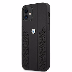 BMW Кожаный чехол Curve Perforate для iPhone 12 mini - чёрный