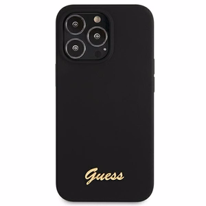 Guess GUHMP13XLSLMGBK iPhone 13 Pro Max 6.7" must/must kõvakaaneline Silikoonist kiri kuldne logo MagSafe
