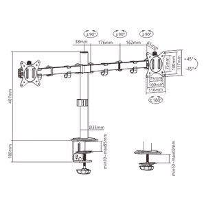 Lauakinnitus kahele 17"–32" monitorile