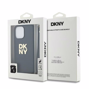 DKNY Wrist Strap Stock Logo ümbris jaoks iPhone 14 Pro - must