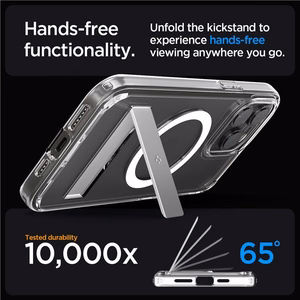 Spigen Ultra Hybrid S MagSafe Ümbris with Stand jaoks iPhone 15 Pro - läbipaistev