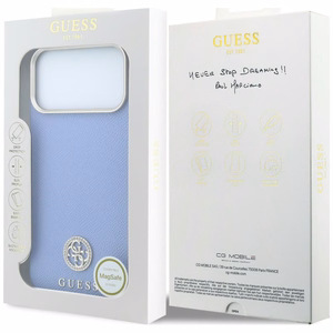 Guess Grained Round Strass Logo MagSafe ümbris iPhone 18 Pro Max / 17 Pro Max – sinine