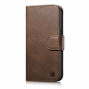 iCarer õlivaha rahakoti ümbris 2in1 Cover iPhone 14 Pro Anti-RFID nahast Flip Case Brown (WMI14220722-BN)