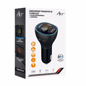 ART FM-transmitter bluetooth 5.0 + USB A QC3.0 + Typ C (kokku 30W) FM-73 must