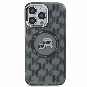 Karl Lagerfeld IML Monogram Karl & Choupette Head MagSafe iPhone 15 Pro Ümbris - must