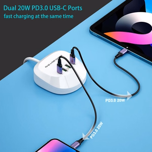 Travel laadija T3P+ - 2xType C + 2xUSB - QC + PD 40W valge