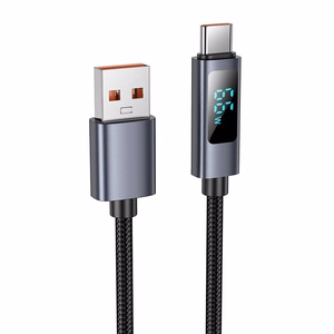 Кабель USB A to USB C Hoco 5A с дисплеем 1 м X112 чёрный