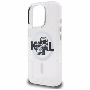 Karl Lagerfeld IML Glitter Karl & Choupette Sketch Logo MagSafe ümbris iPhone 16 Pro - läbipaistev