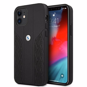 BMW Кожаный чехол Curve Perforate для iPhone 12 mini - чёрный