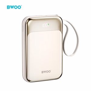 BWOO PD 20W 10000 mAh Power Bank With Usb-c Cable and Display P80 gold