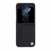 BMW Leather Hot Stamp ümbris jaoks Samsung Galaxy Z Flip 5 - must