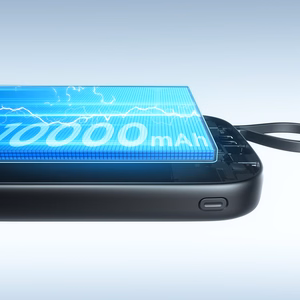 Joyroom JR-PBF18 22.5W 10000mAh Powerbank koos sisseehitatud Lightning kaabliga + USB-C kaabel 0.25 cm - Must
