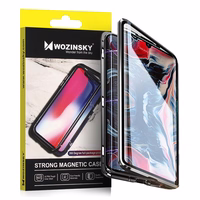 Wozinsky Full Magnetic Case Full Body Front ja Back Cover sisseehitatud klaasiga Vivo X60 jaoks must-transparentne