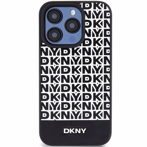 DKNY Leather Printed Pattern Metal Logo MagSafe Ümbris jaoks iPhone 15 Pro Max - Must