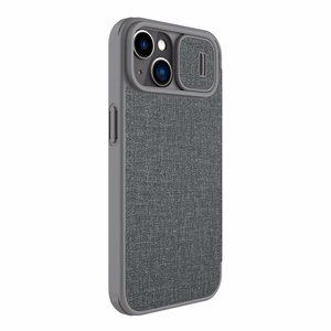Nillkin Qin Cloth Pro Case чехол для iPhone 14 Plus с защитой камеры флип-чехол серый