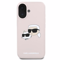 Karl Lagerfeld Silicone Nauble Heads Print MagSafe Ümbris jaoks iPhone 16 Plus - Roosa
