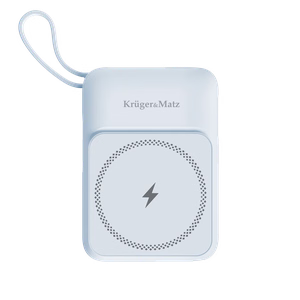 Krüger&Matz magnetiline juhtmevaba akupank koos kaabliga, 10000 mAh, sinine