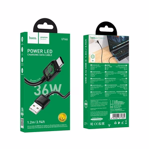 Cable with LCD USB A to USB C Hoco 3A 1,2 m U146 black