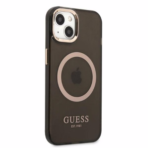 Guess Gold Outline Translucent MagSafe чехол для iPhone 13 - чёрный